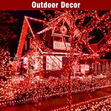 Nisocy 400FT Red Christmas String Lights with Remote, Green Wire LED Mini Lights, 8 Modes, Timer, Plug-in Indoor Outdoor Lights for Large Trees, Fences, Valentine’s Day, Halloween and Christmas Decor