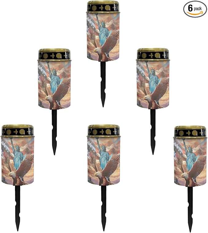US Flag Eagle Solar Garden Stake Lights Outdoor Waterproof Solar Pathway Light Landscape Lighting Cemetery Solar Lantern,Outdoor Table Lamp,Wall Light Auto On/Off