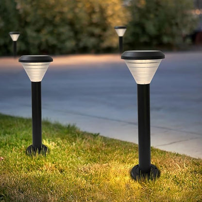 Solar Pathway Light IP65 Waterproof Landscape Lighting Black Aluminum Path Light with Warm Light 3000K LED Bollard Lighting Fixture for Garden Lawn Garage Walkway