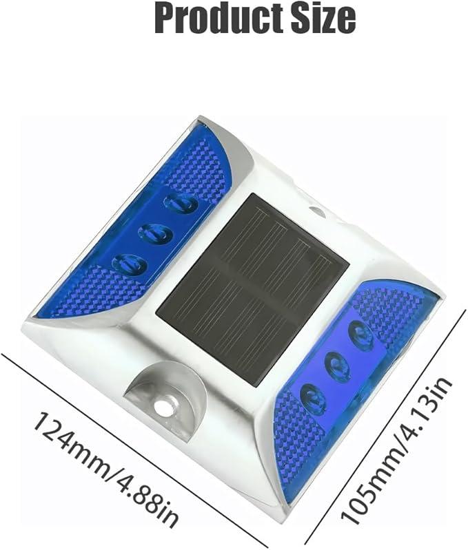 Wokyo 2 Pack Solar Deck Lights Driveway Lights, 6 LED Wireless Waterproof Outdoor Warning Step Lights for Pathway Sidewalk (Blue)