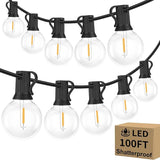100FT Outdoor G40 LED Globe String Lights Dimmable Waterproof Shatterproof Patio Lights with 104 Bulbs Connectable | Lumora