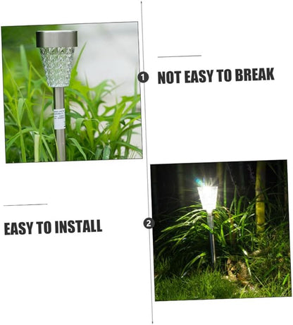 BESPORTBLE Waterproof Solar Garden Light Outdoor LED Stainless Steel Lawn Path Lamp with Ground Spike Solar Yard Lighting for Patio and Landscape