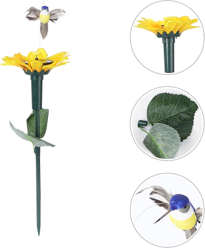 2 Pcs Hummingbird Flying Simulation Solar Hummingbird Garden Stakes Decorative Fluttering Hummingbirds Yard Decorations for Patio Outdoor Decorations