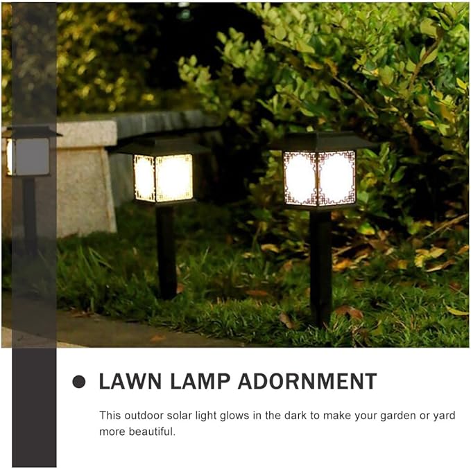 NUOBESTY 2 Pcs Solar LED Garden Pathway Lights Waterproof Outdoor Lawn Lamps White Light Decorative Ground Inserted Yard Lighting for Home Garden