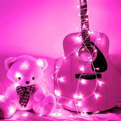 FULLBELL Fairy Lights Outdoor String Lights 33ft 100 LED with Memory Modes Controller, Extendable Christmas Lights Decorations for Wedding, Christmas, Party, Patio, Indoor Outdoor (Pink)