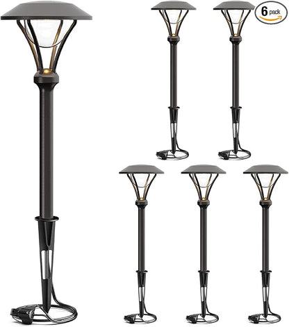 GOODSMANN Low Voltage Path Lights Landscape Lighting 1 Watt LED 60 Lumens Flood Lights with Metal Stake for Garden Yard Patio Area Outdoor Lighting (6 Pack) 9920-2104-06