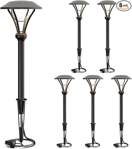 GOODSMANN Low Voltage Path Lights Landscape Lighting 1 Watt LED 60 Lumens Flood Lights with Metal Stake for Garden Yard Patio Area Outdoor Lighting (6 Pack) 9920-2104-06