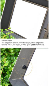 Modern Solar Pathway Lights Minimalist Minimalist Pillar Lamp Fixture with Square Acrylic Shade Garden Solar Lamp | Lumora