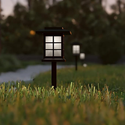 Flash Furniture Halsey Lantern Style LED Solar Lights - All-Weather Black Outdoor Solar Powered Lights - Landscape Lighting for Pathway, Garden, & Yard, 4x4x16, 8 Pack
