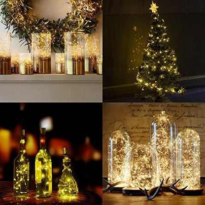 woohaha Solar String Lights,2 Pack 33FT 100 LED Solar Fairy Lights Outdoor Waterproof 8 Mode,Solar Twinkle Outdoor Light Decorative Copper Wire for Tree,Garden,Christmas,Patio,Home,Party(Warm White)