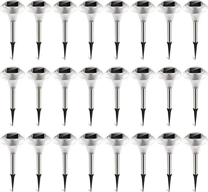 Solar Outdoor Lights, 24 Pack LED Garden Lights Outdoor Waterproof, Color Changing Solar Walkway Lights Maintain 10 Hours of Lighting for Your Garden, Landscape, Path, Yard, Patio, Driveway
