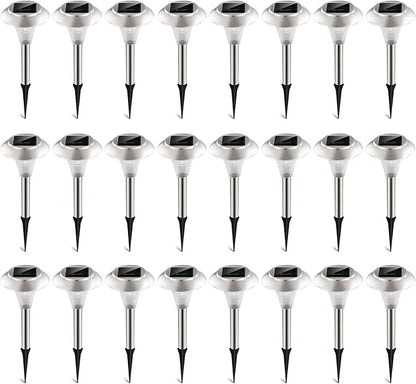Solar Outdoor Lights, 24 Pack LED Garden Lights Outdoor Waterproof, Color Changing Solar Walkway Lights Maintain 10 Hours of Lighting for Your Garden, Landscape, Path, Yard, Patio, Driveway