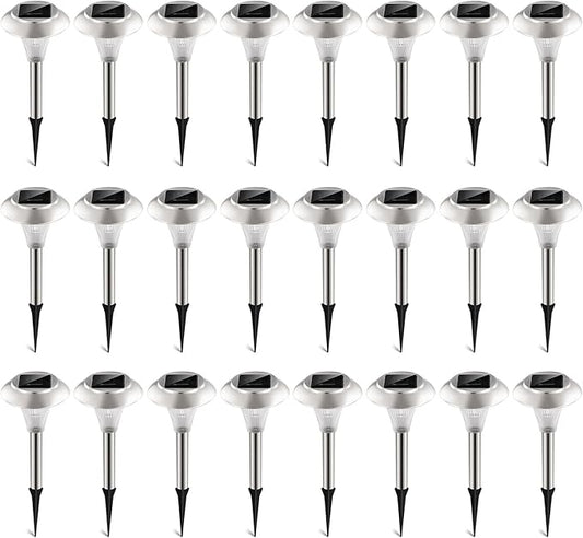 Solar Outdoor Lights, 24 Pack LED Garden Lights Outdoor Waterproof, Color Changing Solar Walkway Lights Maintain 10 Hours of Lighting for Your Garden, Landscape, Path, Yard, Patio, Driveway