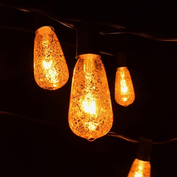 Hometown Evolution, Inc. Gold Outdoor Patio String Lights (10 ft, ST40 Bulbs - Black Wire) | Lumora