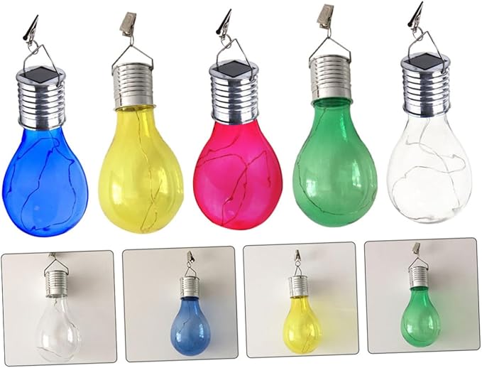 5pcs Solar Hanging Light Bulbs Outdoor Led Decor for Patio Courtyard Garden Full Solar Powered Unique Clip Design Warm Light