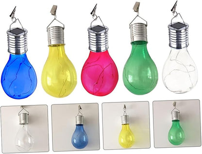 5pcs Solar Hanging Light Bulbs Outdoor Led Decor for Patio Courtyard Garden Full Solar Powered Unique Clip Design Warm Light