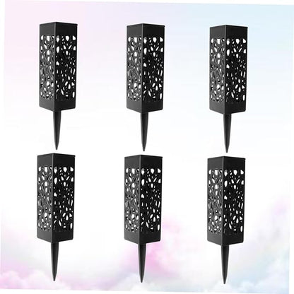 Lurrose 8pcs Warm Light Solar Lawn Lights Outdoor Garden Pathway Ground Lamps Hollow Design Landscape Lighting for Yard Driveway