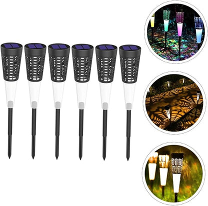 VICASKY 6pcs Solar Garden Ground Lights Outdoor Landscape Solar Pathway Stake Lights Warm and Colorful LED Lawn Courtyard Lighting for Patio Walkway Yard Decor