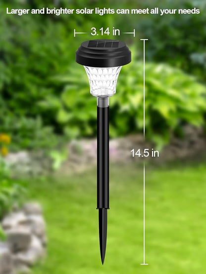 ROOR Solar Pathway Lights 2 Pack, Outdoor Solar Yard Lights, RGB Color Changing+Warm White, IP67 Waterproof LED Solar Lights for Garden Path Backyard Christmas Lawn Landscape Decorative