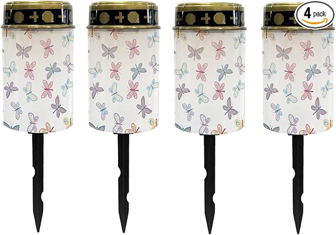 Watercolor Butterfly Solar Garden Lights Outdoor Solar Floral Lights LED Solar Lantern for Yard,Patio,Driveway,Home Solar Stake Lights Flameless Lights,Birthday Decoration