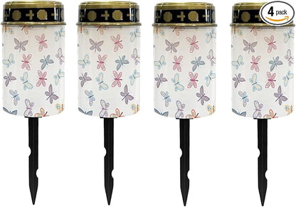 Watercolor Butterfly Solar Garden Lights Outdoor Solar Floral Lights LED Solar Lantern for Yard,Patio,Driveway,Home Solar Stake Lights Flameless Lights,Birthday Decoration