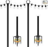 2 Pack 10 ft Heavy Duty Metal String Light Poles Adjustable Outdoor Lighting Stand for Patio,Backyard,Garden,Party | Lumora