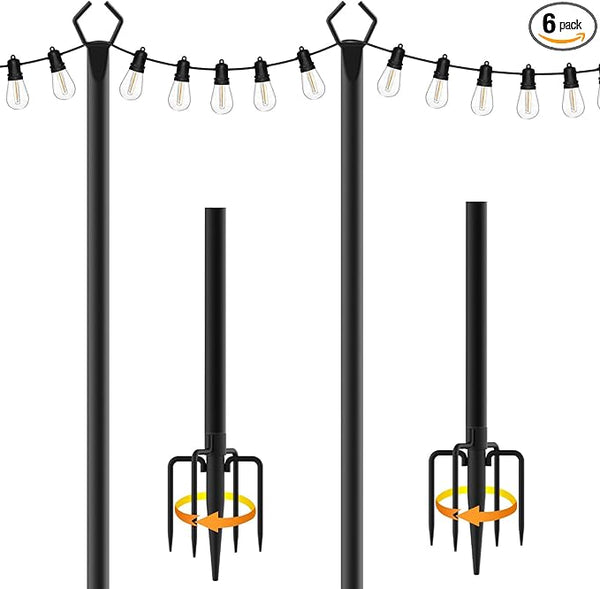 2 Pack 10 ft Heavy Duty Metal String Light Poles Adjustable Outdoor Lighting Stand for Patio,Backyard,Garden,Party | Lumora