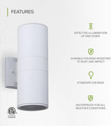 ASD 2 Light Outdoor Wall Light Fixture | 120W E26 Bulb Socket 120V ETL Cylinder Up Down Lights | | Lumora