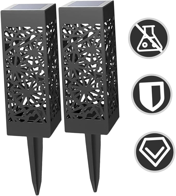SUPVOX Solar Lawn Lights 2-Pack Hollow Ground Plug Outdoor Garden Lamps Warm White Landscape Path Lighting for Yard Driveway Patio