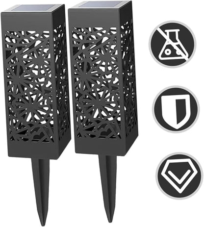SUPVOX Solar Lawn Lights 2-Pack Hollow Ground Plug Outdoor Garden Lamps Warm White Landscape Path Lighting for Yard Driveway Patio