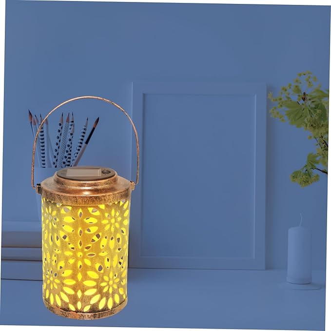 Lurrose 1pc Delicate Solar Lamp Hollowed Handle Projection Light Outdoor Decoration for Garden Balcony and Lawn | Lumora