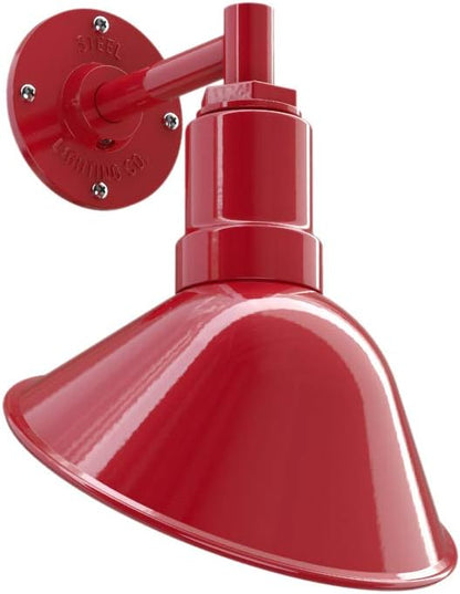 Steel Lighting Co. Venice Store Sign Light | for Outdoor Restaurant Accent Wall | 9 inch Dome | 6 inch Straight Arm | Farmhouse Warehouse Style Made in America | Red Exterior/White Interior