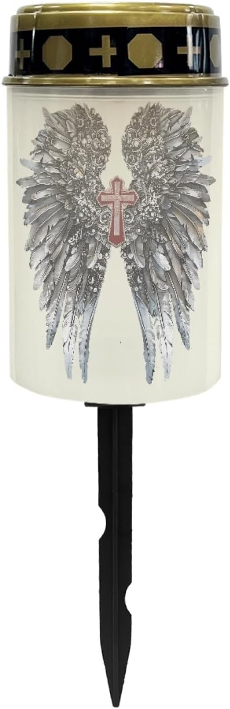 Cross and Angle Cemetery Solar Lights for Grave, Outdoor Waterproof Garden Pathway Lights, Solar Powered Backyard String Wall Light, Auto On & Off