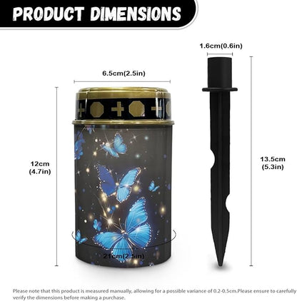 Blue Butterfly Cemetery Solar Lights Cute Solar Yard Lights for Outdoor Decor for Cemetery Outdoor Lighting