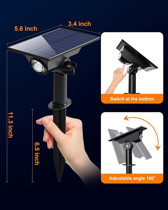 6 Pack Solar Power Spot Lights Outdoor Waterproof LED Dusk to Dawn Landscape Spotlight for Outside Yard, Tree | Lumora