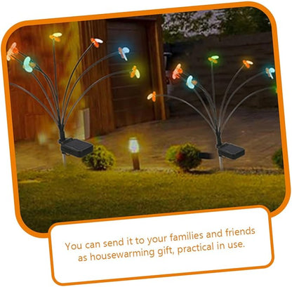 ARTIBETTER 2pcs Solar Powered Bee Stake Lights, 8-Bulb Decorative Outdoor Garden Solar Lights for Yard, Lawn, Pathway, Weatherproof Landscape Lighting