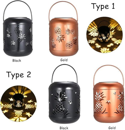 Lixada Outdoor Lighting Solar Powered LEDs Lawn Light Hollowed-Out Pineapple Design Hanging Landscape Decoration Lamp for Patio Garden Courtyard Pathway