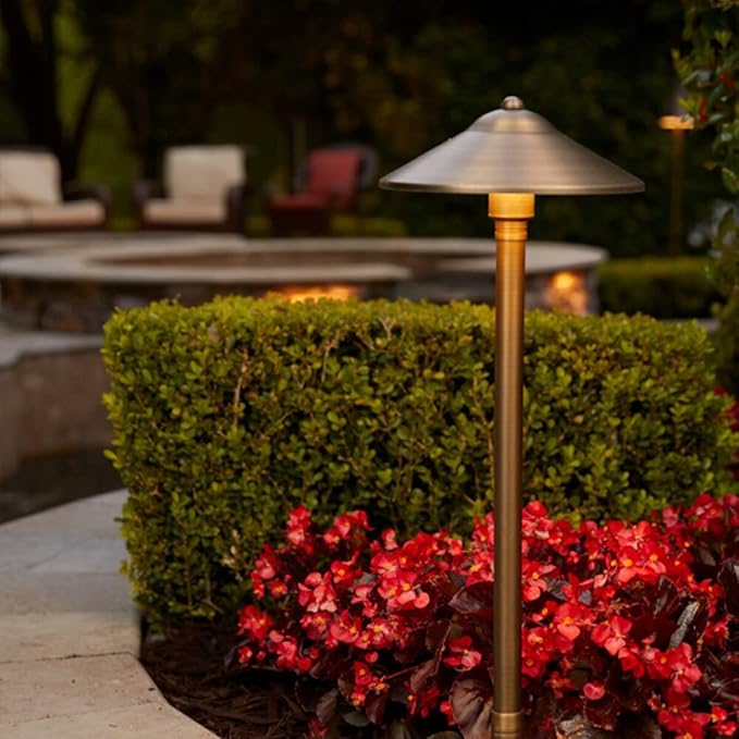 VOLT 12V Brass Max Spread LED Outdoor Path Light 4-Pack Expansion Kit (Bronze) for Low Voltage Landscape Lighting on Outdoor Pathway, Walkway, Garden, Driveway or Patio