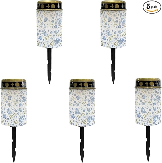 Blue Floral Solar Garden Stake Lights Outdoor Pathway Lights Landscape Lighting LED Solar Lantern,Solar Powered Fairy Lights for Outside Warm White Stoplight,Wall Lights Auto On/Off