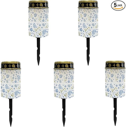 Blue Floral Solar Garden Stake Lights Outdoor Pathway Lights Landscape Lighting LED Solar Lantern,Solar Powered Fairy Lights for Outside Warm White Stoplight,Wall Lights Auto On/Off