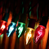 C9 Multicolor Christmas Lights Outdoor, 25Ft Vintage Christmas String Lights with 26 Clear Glass Multicolored | Lumora