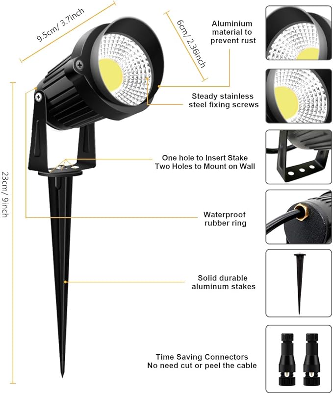 ZUCKEO Low Voltage Landscape Lights LED Landscape Lighting with Connectors, 10W 12V 24V Outdoor Spotlights | Lumora