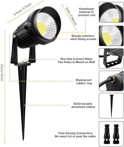 ZUCKEO Low Voltage Landscape Lights LED Landscape Lighting with Connectors, 10W 12V 24V Outdoor Spotlights Waterproof Garden Flood Pathway Yard Lights 1000LM Daywhite Light(10Pack with Connector)