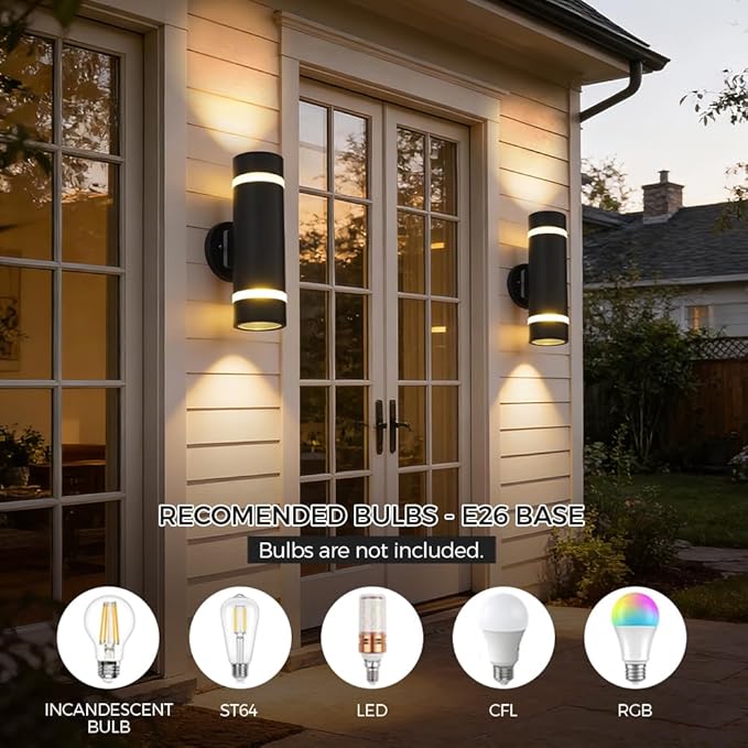 Cerdeco Stainless Steel Modern Porch Light Outdoor Wall Lighting Cylinder Wall Sconce Suitable for Garden & | Lumora