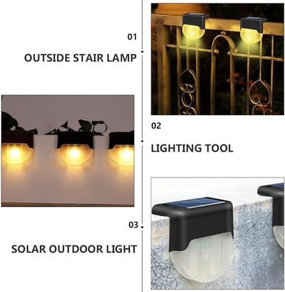 4pcs Solar Stair Lights Outdoor Pathway Light Waterproof Solar Step Lamp Warm White LED for Garden Patio Fence and Yard Staircase Lighting