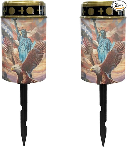 US Flag Eagle Solar Garden Stake Lights Outdoor Waterproof Solar Pathway Light Landscape Lighting Cemetery Solar Lantern,Outdoor Table Lamp,Wall Light Auto On/Off