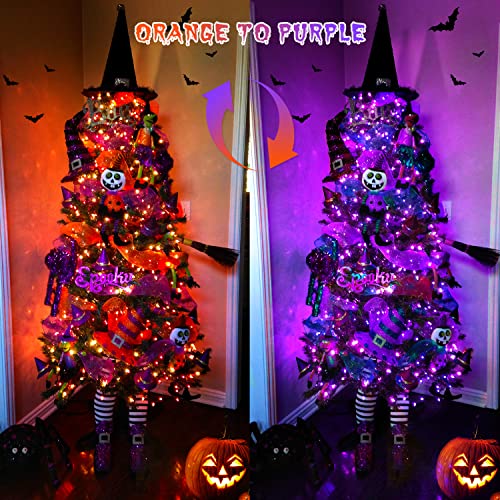 JMEXSUSS 66ft 200 LED Orange and Purple Halloween Lights Plug in