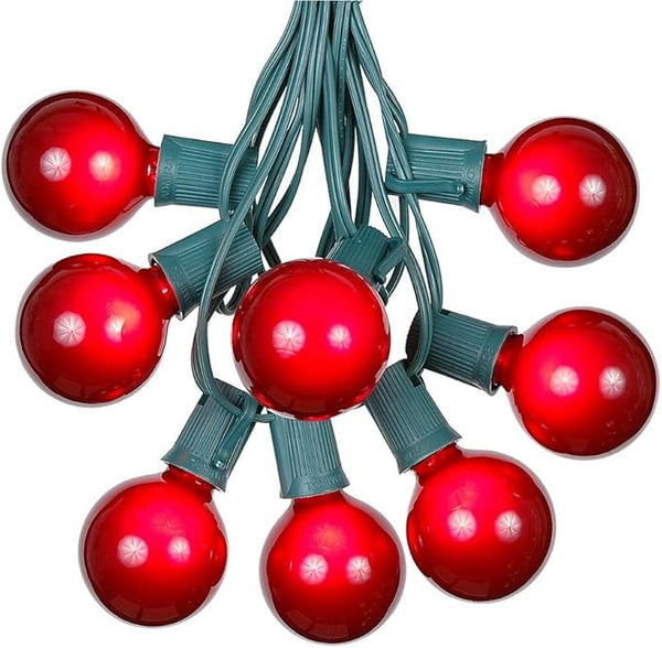 100 Foot G50 Outdoor Patio String Lights with 125 Red Globe Bulbs – Indoor Outdoor String Lights – Market Bistro | Lumora