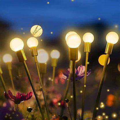 Generic Firefly Solar Lights Outdoor LED Waterproof Solar Powered Pathway Lights for Garden, Patio, Yard, 8 Head Warm White (2), Black