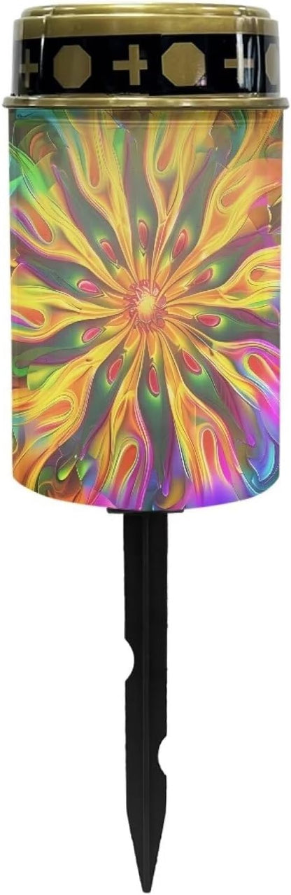Colorful Floral Cemetery Solar Lights Waterproof Dustproof Solar Powered Garden Stake Lights Practical Outdoor Decorative Lights for Cemeteries Patio Deck Outdoor Decorations
